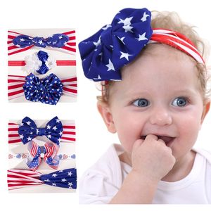 Hair Accessories 4th of july headbands baby girls bow floral hairbands 3pcs/set independence day head bands M3475