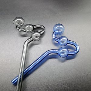 U Style Oil Burner Glass Pipe Snake Shape With 3 Balls Lenght 7 Inch For Tobacco Smoking Water Pipes Bubbler Bong Hookah