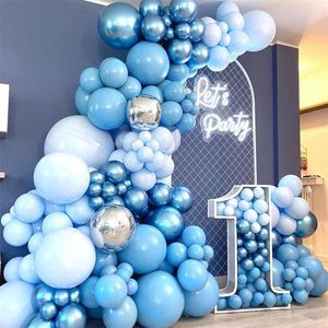 Blue Macaron Balloon Garland Arch Kit Birthday Party Decor Foil Latex Ballon Wedding Baby Shower Kids Baloon 220217