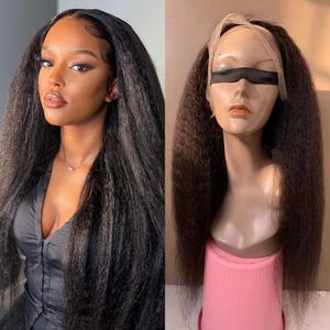 T Part Lace Front Wigs Brazilian Human Hair Kinky Straight Wig Natural Color for Black Women