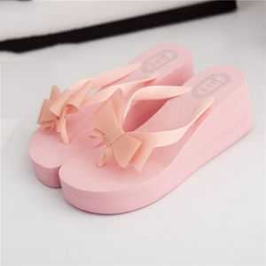 Women Flip Flops Wedg Platform Slippers Beach Thick Heel Sandals e Slid Summer Lady Bow Tie Sho