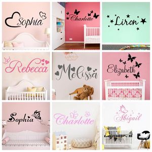 Wall Stickers Baby Custom Name Butterfly Star Wallpaper For Kids Room Decor Decal Personalized Bedroom Decals