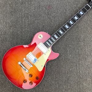 Rosewood Fingerboard Guitar Electric, Cherry Burst Color Maple Top, Solid Mahogany Body Electric Gitara