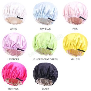 Kids Satin Bonnet med justerbar Flat Buckle Candy Color Sleeping Cap Baby Soft Headcover Reversible Hair Care Chemo Caps