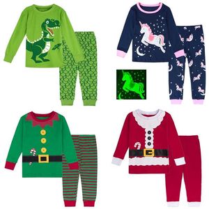 Erkek Pijama Pijama Çocuklar Noel Pijama Setleri Toddler Kızlar Unicorn Pijama Çocuk Korsan Gecelikler Uzun Kollu Kış PJS 211130