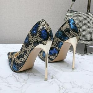 Dress Shoes High Heel Women Pumps Pailletten Goud Stiletto cm Fashion Snake Pattern Pointed Toe Elegant Party
