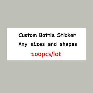 Custom rektangel flaska lim klistermärke etikett vattentät vinyl kan förpackning för mat kosmetisk schampo färgstark och goil folie