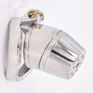 Metal Male Bondage Belt Devices Lock Cock Sex Toys Full Closed Shower Head Chastity Cage Scrotum Restraint Steel Penis Ring