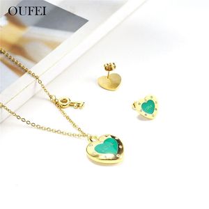 Brincos Colar OUFEI Jewelery Set para Mulher Aço Inoxidável Chave Coração de Brinco Charme Acessórios de Jóias 2021 Atacado