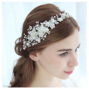 Fermagli per capelli Barrette SLBRIDAL Cristallo fatto a mano Strass Perle Fiore Foglia Fascia da sposa Accessori da sposa Donna Damigelle d'onore Gioielli