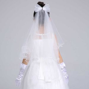 2019 New White Ivory Kids Girls First communion Veils Tulle bowknot with comb Wedding Flower Girl veil Mariage Fille X0726