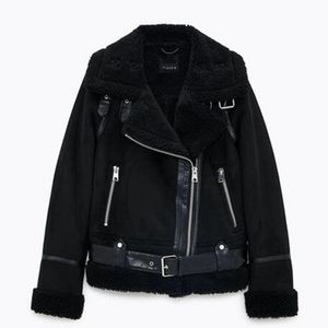 Fauxの毛皮の革のジャケットの女性ウールのコート冬の厚いオートバイのジャケットヴィンテージスエードの子羊の男性のコート緩い外観女性のジャケット210422