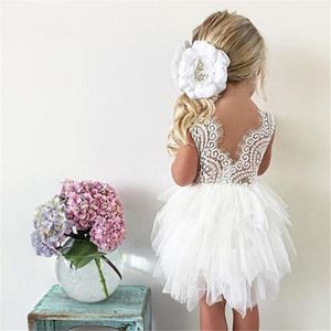 2020 Vår / sommar New Girls Mesh Dress Baby Lace Princess Bröllop Barnens klänning 824 V2