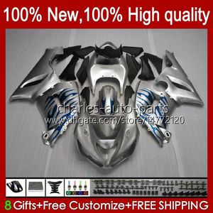 Fulla kroppar för Kawasaki Ninja ZX 6R 6R 6 R ZX636 ZX600C ZX6R 05 06 Bodywork 7No.84 ZX 636 ZX-600 ZX-636 600 CC 05-06 ZX600 ZX-6R 2005 2006 OEM Fairings Kit Blue Silveryy