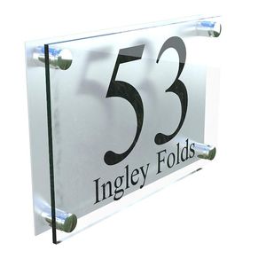 House Number Sign/Plaque Brushed Aluminium & Acrylic Large Door Sign Other Hardware