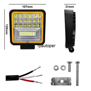 自動車ヘッドライト12V LEDワークライト126W正方形高明るいオフロード車の補助ライトヘッドランプフォグランプスポットライト車