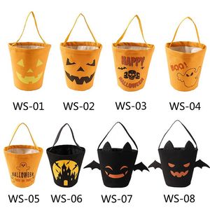 Borsa Dolcetto o Scherzetto di Halloween Zucca Pipistrello Fantasma Confezione Regalo Tela Caramelle Secchiello Multiuso Portatile Pieghevole Riutilizzabile Cestino Regali per Feste per Bambini