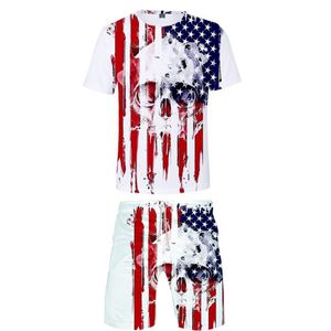 Tute da uomo Uomo Stampa 3d Independence Day T-shirt con scollo e pantaloncini da spiaggia Set Kids Summer Personality Wild Uomo / donna Set 6xl