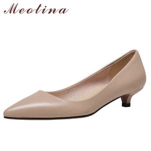 Pontos de Tee Pointed Medida Natural Genuíno Couro Mulheres Sapatos Stiletto Salto Bombas Escritório Senhoras Calçados Primavera Amarelo Rosa 210517