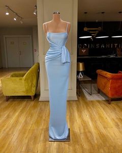 2023 Bridesmaid Dresses Light Sky Blue Sheath Mermaid Plus Size Long Satin Side Split Maid Of Honor Wedding Guest Dress Mixed Styles Floor Length