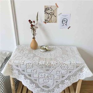 Cutelife Ins Lace White Tablecloth Rectangle Cover Picnic Dessert Wedding Art Background Decoration Cloth 210626
