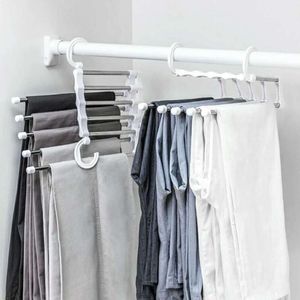 Hangers & Racks Closet Organizer For Clothes Multi-functional 5 In 1 Trouser Storage Rack Adjustable Pants Wardrobe