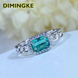 DIMNIGKE 1.5CT Natural Paraiba Tourmaline Twine Ring 100% S925 Sterling Silver Anniversary Party Personalized Female Jewelry 211217