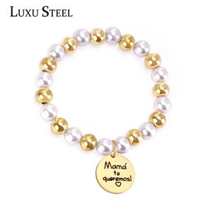 Wholesale silver ball bead bracelet resale online - Statement Jewelry Birthday Gift For Mother Gold Silver Color Ball And Imitation Pearl Round Pendants Beaded Bracelets Beaded Strands