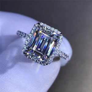 925スターリングシルバージュエリー2カラットダイヤモンドプリンセスリングエンゲージバギーEtoile Bizuteria Anillos de Jewelry