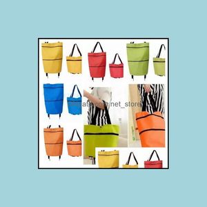 Väskor Väskor Lage AessoriesPortable Folding Trolley Hand Reusable Storage Shopping Bag på Wheels Rolling Livsmedelsbutik Tote Handväska Drop Leverans