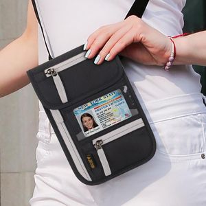 Utomhussäckar hängande nacke pass väska män kvinnor reser multifunktion dokument arrangör id hållare skyddande täckning