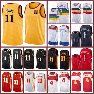 2021 New Zion 1 Williamson Basketball Jersey Trae 11 Young Spud 4 Webb Black