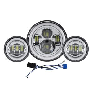 Motorrad-7-Zoll-LED-Projektorscheinwerfer + 4,5-Zoll-Zusatzlicht mit Blende in Weiß und Gelb, zweifarbig