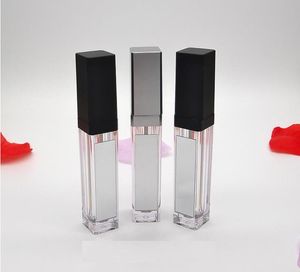 7ML LED Tubi vuoti per lucidalabbra Quadrati Lucidalabbra trasparenti Bottiglie riutilizzabili Contenitore per trucco in plastica Confezione con specchio e luce SN5422