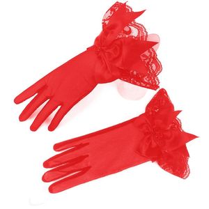 White Black Red Beige Short Wedding Gloves Five Fingers Women Elegant Lace Glove for Bridal Accessories 1 Pair