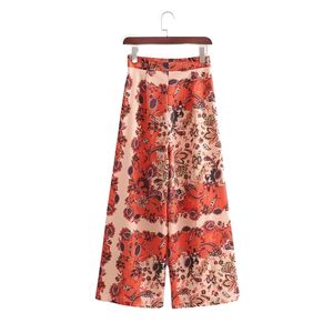 Vinatge mulher solta chiffon perna calças primavera verão moda senhoras feriado feminino feminino chique flor macia impressa 210515