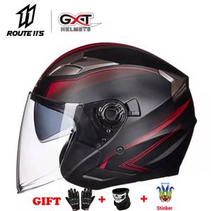 GXT rcycle Half Face ABS rbike Electric Safety Double Lens Helmet Casque for Women/Men Casco Moto #