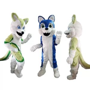 Huskeen Husky Wolf Mascot Traje de Alta Qualidade Personalizar Desenhos Animados Anime Tema Caráter Unisex Adultos Outfit Natal Carnaval Fantasia Vestido