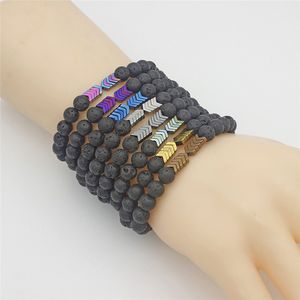 Arrow Lava Pedra Fios de fios de fios de pulseira Bracelets difusores de ￳leo essencial para homens J￳ias de moda Will e Sandy Gift