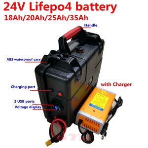 Batteria al litio ricaricabile GTK 24V 20Ah 18Ah 25Ah 35Ah Lifepo4 per scooter elettrico pieghevole per sedia a rotelle da 500W 600W + caricatore 3A