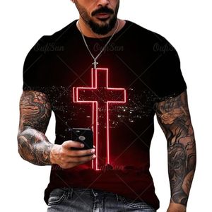 T shirts pour hommes Jésus Cross Harajuku Impression D T shirt surdimensionné T shirt de dessin animé Retro Chemise imprimée Veste Top
