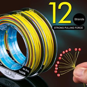 Linia pleciona KWDiss Fishing 100m 12 Strands Multifilament drut Carp Super Saltwater Cords Tresse Brins