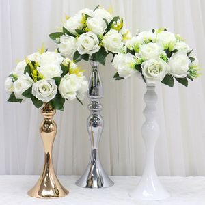 Wedding Table Decoration Centerpieces Candlestick With Artificial Flower Ball Bouquet For Party DIY Ornament 2Pcs