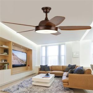 Takfläktar Ory Fan Light Brown med fjärrkontroll 3 Färger Led Modern Decorative For Home Bedroom Parlor Matsal