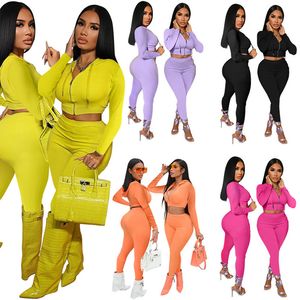 Jogger suit Women Fall winter Clothes long sleeve tracksuits hooded Jacket crop top+pants two Piece Set Outfits Plus size S-2XL Casual black sweat suits 5643