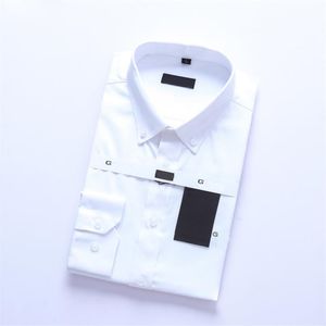 2022 Lussurys Designer Dress Shirt Menswear Moda Società Fashion Black Men Solid Color Business Casual Mens Manica lunga M-4XL # 31