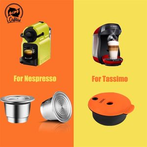 Copos reutilizáveis ​​de aço inoxidável Cápsula de filtro para Nespresso Cafetera Reutilizables Capsule Café Cup para Tassimo-S Bosch-S Pod 210712