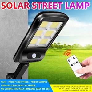 128 Cob Solar LED LEAD Light Outdoor Bezpieczeństwo Ściana Lampa ścienna IPX5 Wodoodporna PIR Motion Motion Smart Lampa zdalnego sterowania