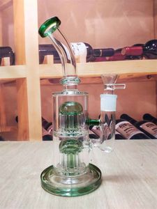 10 Inch Twin Layers Filter Green Glass Water Pipe Bong Hookah Pipes Bongs 18mm Bowl