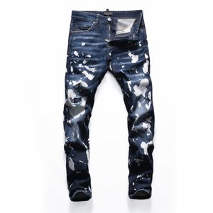 DSQ PHANTOM TURTLE Men's Jeans Mens Italian Designer Jeans Skinny Ripped Cool Guy Causal Hole Denim Fashion Brand Fit Jeans Men Washed Pants 65218